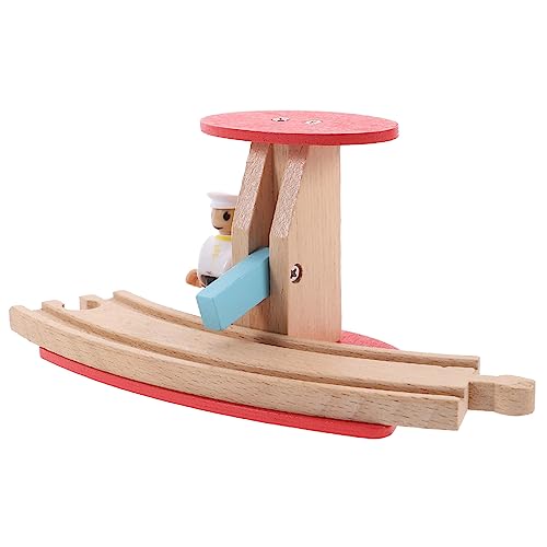JUMPLAWN Holzzug Zubehör Holz Eisenbahn Gleise mit Straßenblock Figuren für Kreative Szenen für Eisenbahnliebhaber und Sammler von JUMPLAWN