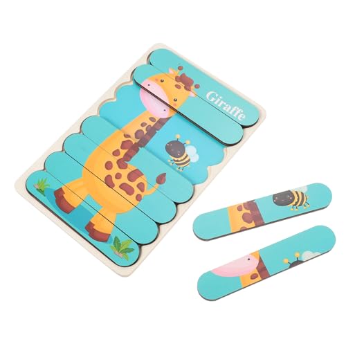 JUMPLAWN Kinderpuzzle Lernspielzeug aus Holz für Kleinkinder Ab Jahre Große Doppelseitige Tier Matching Puzzles Zebra Giraffe Farben Vorstellungskraft und Motorik von JUMPLAWN