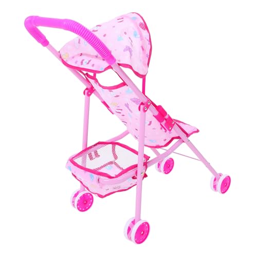 JUMPLAWN Kinderwagenpuppe Süßes Kleines Kleinkinderzubehör Zusammenklappbar Kinderkorb Spielwagen Spielzeugwagen Kleinteileregal Spielzeugwagen Kleinkinder Spielwagen Rosa Eisen von JUMPLAWN