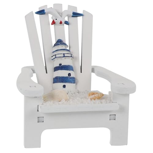 JUMPLAWN Kleiner Holzstuhl Ornament aus Holz Strandkorb Accessoire für Schreibtisch Nautische Tischdekoration Miniatur Strandstuhl für Puppenhaus zur Sommerparty von JUMPLAWN