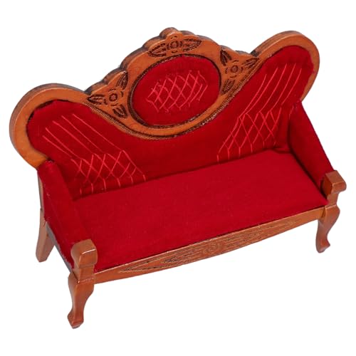 JUMPLAWN Maßstab Braunes Miniaturmöbel Wohnzimmer Dekoration DIY Puppenhaus Zubehör Sofa Miniaturmöbel Modell von JUMPLAWN