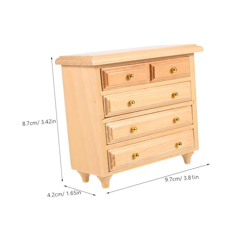 JUMPLAWN Maßstab Holz Schubladenschrank Realistischer Aufbewahrungsschrank für Puppenhaus Wohnzimmer Schlafzimmer Detaillierte Handwerkskunst Langlebiges Holzmodell von JUMPLAWN
