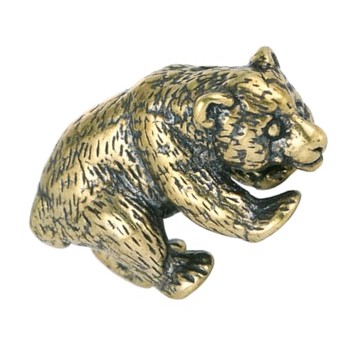JUMPLAWN Messingbären -Ornamente Deko Miniatur-süße Bärenstatuen Kleine Messing-metallstatue Bärenschmuck Messingstatue Messingfigur Süße Bärenverzierung Tierverzierungen Golden von JUMPLAWN
