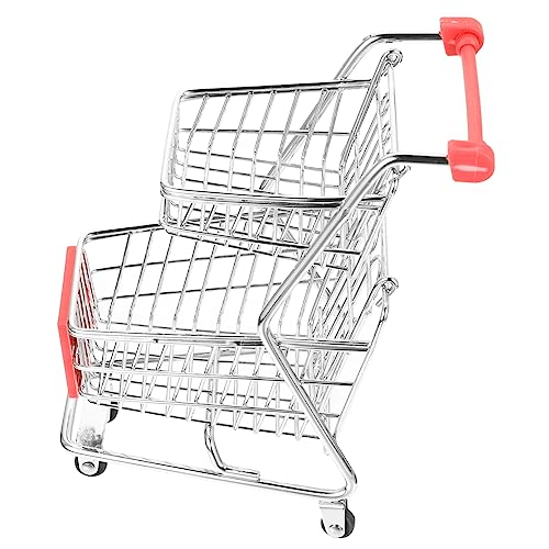 JUMPLAWN Mini Einkaufswagen Für Supermarktwagen Roter Mini Handwagen Aufbewahrungsbehälter Für Puppenhaus Dekoration von JUMPLAWN