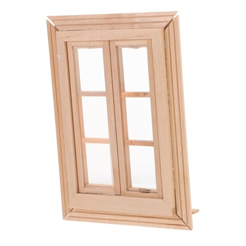 JUMPLAWN Mini Fenster Zubehörständer Puppen Miniatur Mini Möbel Fenstermodell Kleine Hausdekoration Mini Hausbedarf Mini Dekoration Mini Hausschmuck Kleines Hauswerkzeug Aus Holz von JUMPLAWN