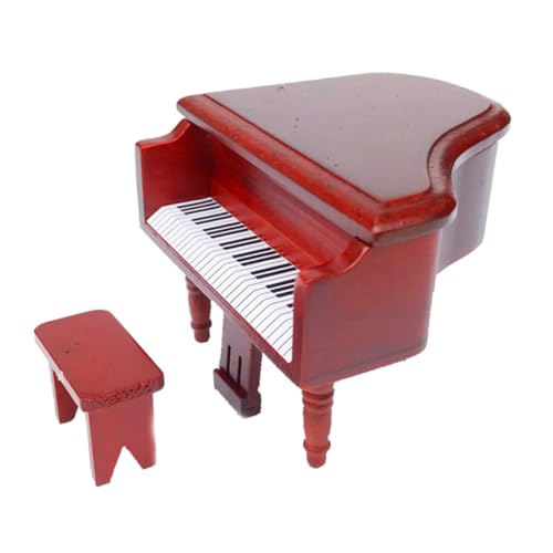 JUMPLAWN Mini-Klavier Piano-Modell Klavier Dekoration kleines Klaviermodell Kleiner Klavierschmuck Mini-Möbelstütze Miniatur-Klavierornament hölzern rot von JUMPLAWN