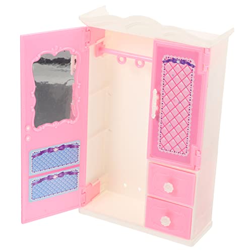 JUMPLAWN Mini Kleiderschrank Miniatur Schränke Kleidung winzig Möbel klein Dekoration Puppenhaus Kleiderschrank Mini-Puppenhaus-Zubehör Plastik Rosa von JUMPLAWN