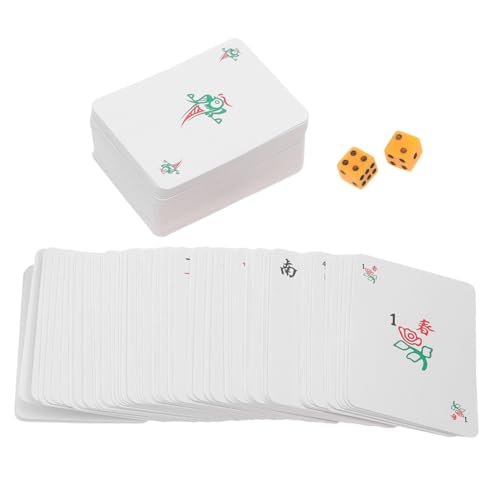 JUMPLAWN Mini Mahjong Kartenspiel Teilig mit Würfeln Tragbar und Leicht Stabiles Material Feine Verarbeitung für Party Reisen Camping und Zuhause Fördert Koordination und Logisches Denken von JUMPLAWN