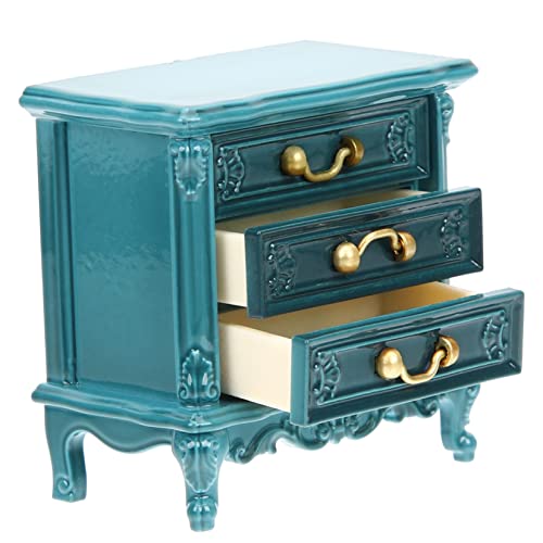 JUMPLAWN Mini Nachttisch Puppenhaus Mini Möbel Kleiner Hüttenstil Schlafzimmer Für Erwachsene Miniatur Accessoires Nachttisch Kleines Puppenhaus Miniaturen Kunststoff Blau von JUMPLAWN