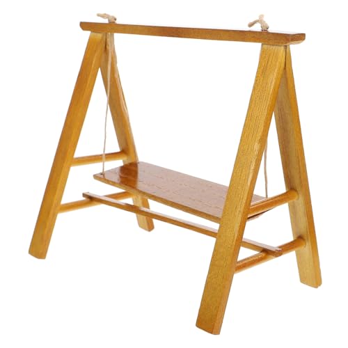 JUMPLAWN Mini Schaukel Kinderschaukel Holzschaukel Mini Gartenschaukel Requisite Mini Gartenschaukel Dekoration Miniatur Szenenzubehör Mini Möbel Miniatur Schaukel Dekoration von JUMPLAWN