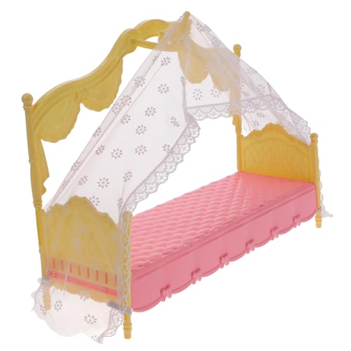 JUMPLAWN Mini -bettspielzeug Led Spielzeugbett Puppe Unser Dekoration Miniatur Zubehör Winzig Mini-hausbett Mini-hausversorgung Mini-möbelmodell Bettverzierung Plastik Rosa von JUMPLAWN
