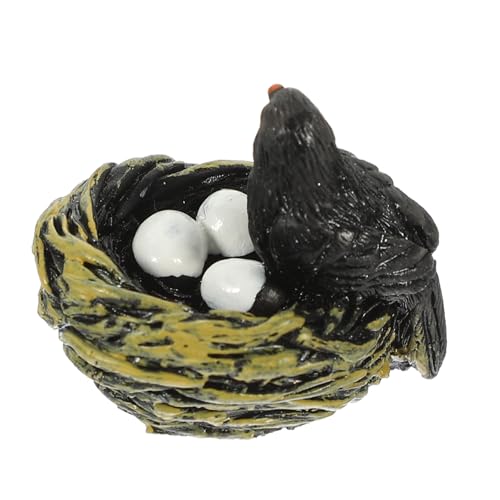 JUMPLAWN Miniatur Kunstvogel Ornament aus Harz mit Vogelnest Dekoration für Garten Puppenhäuser und Mikrolandschaften Realistisch und Lebensecht von JUMPLAWN