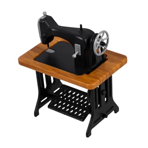 JUMPLAWN Miniaturnähmaschine Mini-Vintage-nähmaschinenmodell Vintage Puppenhausmöbel Nähmaschine Für Anfänger Miniaturen Zum Basteln Mini-nähmaschinenmodell Puppenhauszubehör Abs Black von JUMPLAWN