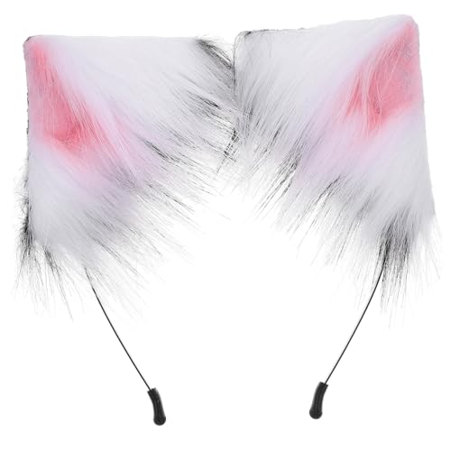 JUMPLAWN Plüsch Katzenohren Haarreif Kuscheliges Stirnband mit Niedlichen Katzenohren für Party Cosplay Halloween Kostüm Damen Mädchen Accessoire in Dunkel Rosa von JUMPLAWN