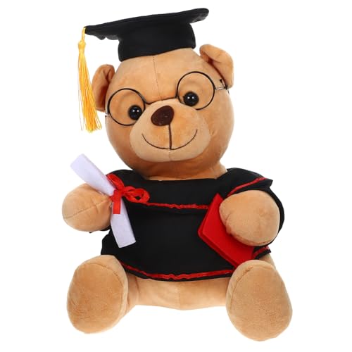 JUMPLAWN Plüschbär mit Brille Abschlussbär Doktorhut Kuscheltier für Graduierung zur des Abschlusses Cartoon Plüschbär für Dekoration und Erinnerungsstück von JUMPLAWN