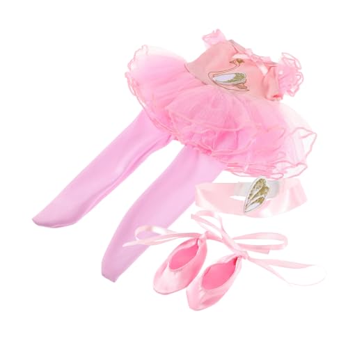 JUMPLAWN Puppen Ballettkostüm mit Ballettrock und Stirnband Einzigartiges Design Elegante Details Komplett Outfit für Prinzessin Puppen von JUMPLAWN