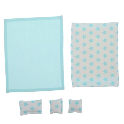 JUMPLAWN Puppenhaus Bettwäsche Set Blau mit Kissen Miniatur Deko Schlafzimmer Zubehör Weiche Textur Realistisches Puppenhaus Zubehör JUMPLAWN Puppenhaus Bettwäsche Set Blau mit Kissen Miniatur Deko Schlafzimmer Zubehör Weiche Textur Realistisches Puppenhaus Zubehör von JUMPLAWN