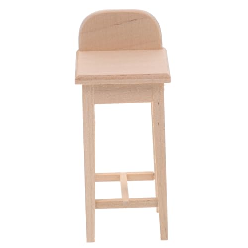 JUMPLAWN Puppenhaus Miniaturmöbel Entzückender Mini Hochstuhl mit Rückenlehne Realistische Miniaturdekoration für Puppenhaus Zubehör für Kreative DIY Projekte von JUMPLAWN