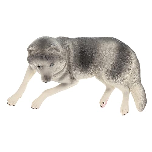 JUMPLAWN Realistische Husky Hundefigur Kunststoff Dekofigur Langlebig Leicht für Wohn Büro Kinderzimmerdeko und Pädagogisches Geeignet von JUMPLAWN