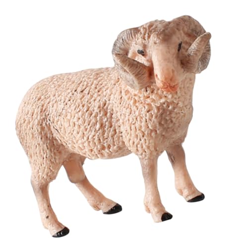 JUMPLAWN Realistisches Schaf Modell Kreative Tierfigur Deko Für Kinderzimmer Wohnzimmer Pädagogisch Langlebig Mit Gebogenem Horn Schaf Ornament von JUMPLAWN