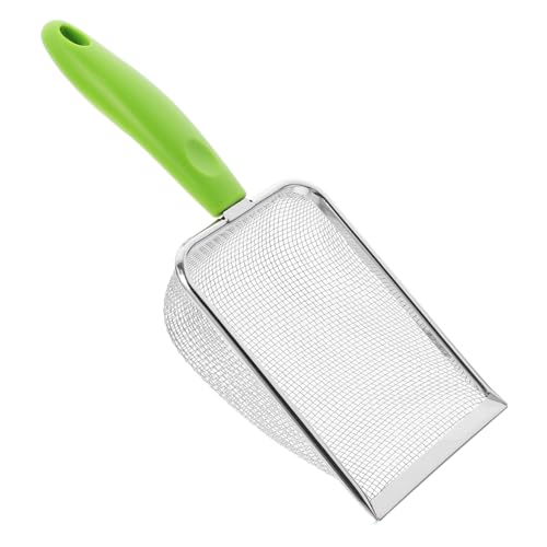 JUMPLAWN Sandschaufel Für Muscheln Langer Grab Und Filtergriff Strand Muscheln Sammeln Zum Sieben Von Gegenständen Reinigung Mit Tierstreuschaufel Netzschaufel Grün Edelstahl von JUMPLAWN