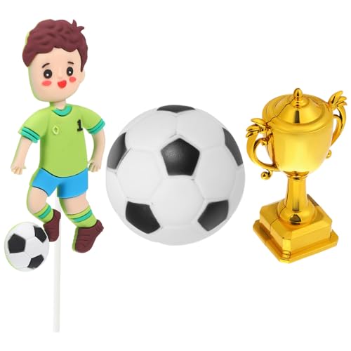 JUMPLAWN Soccer Cake Decorations mit Fußball Weichem Fußballspieler Trophäe Einfache Installation Farbecht Vielseitig Einsetzbar für Kindergeburtstag und Party von JUMPLAWN