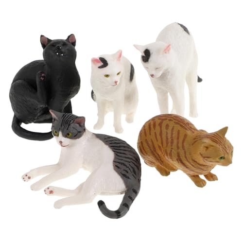 JUMPLAWN 5stücke Realistische Katzenfiguren Aus Sicherheitsmaterialien Lehrspielzeug Für Deko Und Kreatives Spielen Kätzchen Figuren Für Jungen Und Mädchen von JUMPLAWN