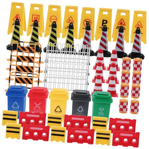 JUMPLAWN Teiliges Mini Verkehrsschilder mit Absperrungen und Straßenmodellen Pädagogisches Lernspielzeug für Verkehrssicherheit Vielseitig Einsetzbar für Kindergarten und Zuhause von JUMPLAWN