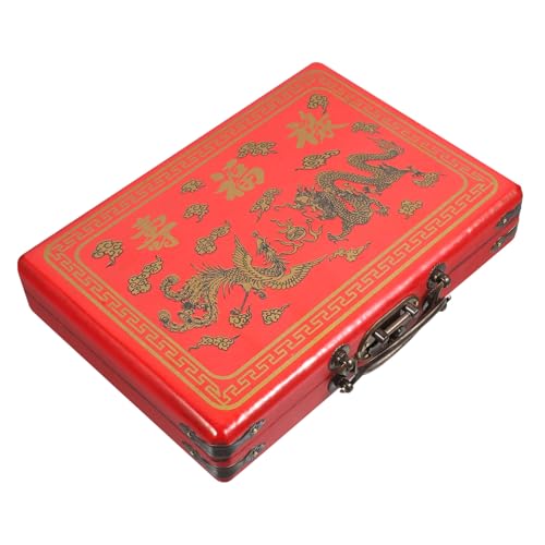 JUMPLAWN Tragbare Mahjong Box aus Holz Vintage Mahjong Container für Organisation und Aufbewahrung für Zuhause Lebensmittelgeschäfte und Mehr Langlebig und Einfach zu Reinigen von JUMPLAWN