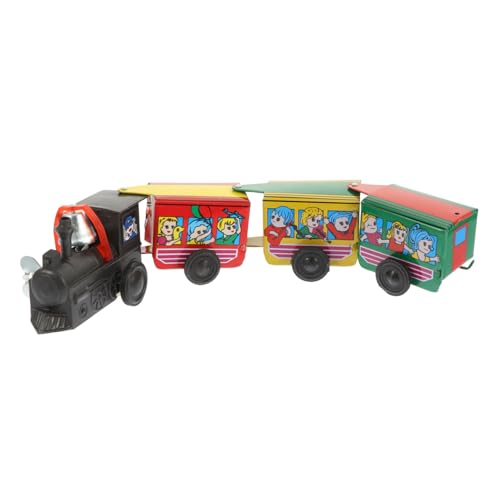 JUMPLAWN Vintage Aufziehspielzeug Zug für Interaktives für Pädagogisches mit Retro Design und Waggons Kreative Spielstunden Verbesserung von JUMPLAWN