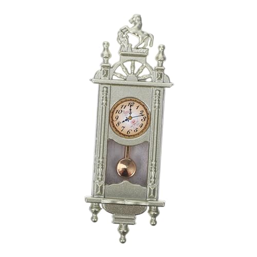 JUMPLAWN dekorative Miniuhr Puppenstubenmöbel Puppenhaus winzig vorgeben Retro Uhr kleine tischuhr Pendeluhr-Modell kleine Glocke Mini-Hausbedarf Miniatur-Hausversorgung Zinklegierung von JUMPLAWN