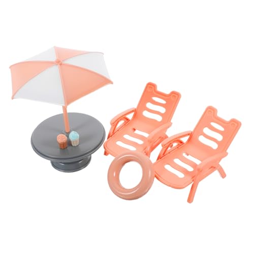 JUMPLAWN dekorativer Mini-Strandkorb sandspielzeug strandspielzeug Strandstuhl Spielzeugset Zubehör Hüpfbälle für puppenhaus tisch stuhl modelle Strandtisch für Puppenhaus Abs von JUMPLAWN