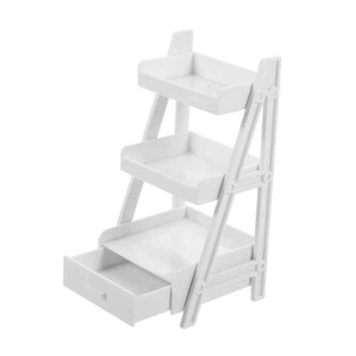 JUMPLAWN puppenhaus Regal Modell Kinderspielzeug Miniatur winzig Puppenhaus-Anzeige kinderzimmer deko Zimmer Gestuftes Mini-Zimmerpflanzenregal Mini-Regalornament Abs Weiß von JUMPLAWN