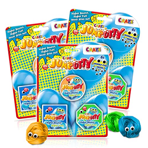 JUMPUTTY 3er Set Hüpfende Knete Set Bunte Kinderknete Knetmasse 9X 15 g Jump Knete Springende Modeliermasse Kinderparty Mitgebsel Knete ab 3 jahre von Jumputty