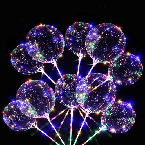 10 Stück 20 Zoll klare LED-BoBo-Luftballons mit Beleuchtung, bunt leuchtende Helium-Luftballons mit Stäben und Lichterketten, 3 Blinkstufen für Weihnachten, Hochzeit, Geburtstagsfeier 10 Stück 20 Zoll klare LED-BoBo-Luftballons mit Beleuchtung, bunt leuchtende Helium-Luftballons mit Stäben und Lichterketten, 3 Blinkstufen für Weihnachten, Hochzeit, Geburtstagsfeier von JUMRHFAN