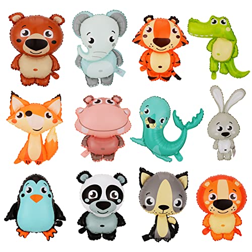 12 Pcs Safari-Tierballons, Wiederverwendbare Folienballons für Kindergeburtstagsdekoration (Panda, Tiger, Löwe, Elefant & mehr!) – Dschungel-Motiv-Partyzubehör 12 Pcs Safari-Tierballons, Wiederverwendbare Folienballons für Kindergeburtstagsdekoration (Panda, Tiger, Löwe, Elefant & mehr!) – Dschungel-Motiv-Partyzubehör von JUMRHFAN