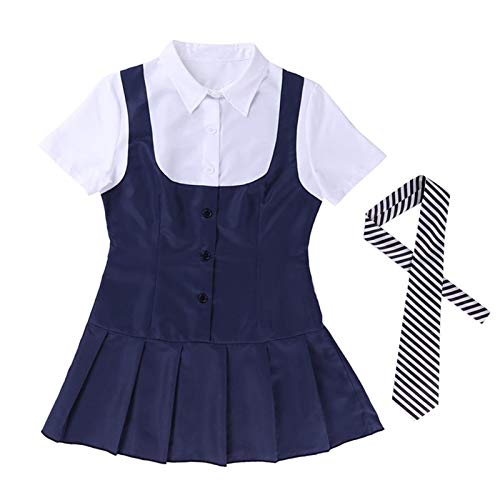 SENMIAO-Clothing Damen Erwachsene Schulmädchen Student Cosplay Kostüm Uniform Kleid (Farbe: Blau und Weiß, Größe: Medium), Blau und Weiß, Größe M von JUN-STORE