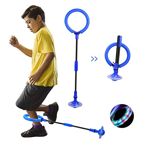 JUNBAOYYDS Kinder Blinkender Springring, Knöchel Skip Ball, Faltbare Knöchelsprungball, Springender Ball Blinkender, ​Outdoor-Hüpfspiel für Erwachsene, Kinder (blau) von JUNBAOYYDS