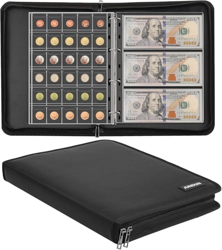 Münzsammelbuchhalter für Sammler, 300 Taschen feuerfestes Münzsammelalbum & 36 Hülsen Geldaufbewahrungsbehälter für Münz-Währungssammelzubehör, Geldscheine, Pennies, Quarters, Briefmarken Münzsammelbuchhalter für Sammler, 300 Taschen feuerfestes Münzsammelalbum & 36 Hülsen Geldaufbewahrungsbehälter für Münz-Währungssammelzubehör, Geldscheine, Pennies, Quarters, Briefmarken von JUNDUN