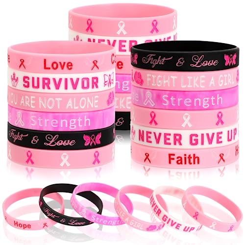 JUNEBRUSHS 42 Stück Brustkrebs-Bewusstseinszubehör, Silikon-Armbänder, Hoffnung, Glaube, Stärke, Mut, Zubehör, Armbänder für Frauen, Brustkrebs-Bewusstseinsgeschenke, Partyzubehör, Gastgeschenke (6 JUNEBRUSHS 42 Stück Brustkrebs-Bewusstseinszubehör, Silikon-Armbänder, Hoffnung, Glaube, Stärke, Mut, Zubehör, Armbänder für Frauen, Brustkrebs-Bewusstseinsgeschenke, Partyzubehör, Gastgeschenke (6 von JUNEBRUSHS