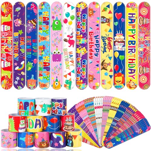 JUNEBRUSHS 56 Stück Happy Birthday Slap Armbänder, Geburtstagsarmbänder für Klassenzimmer, Slap Armbänder, Großpackung für Kinder, Geschenke, Geburtstagsparty, Gastgeschenke, Schnapparmband, Armband JUNEBRUSHS 56 Stück Happy Birthday Slap Armbänder, Geburtstagsarmbänder für Klassenzimmer, Slap Armbänder, Großpackung für Kinder, Geschenke, Geburtstagsparty, Gastgeschenke, Schnapparmband, Armband von JUNEBRUSHS