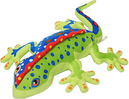 Realistisches Eidechsen-Stofftier,weiches Eidechsen-Plüschtier mit Punkten,buntes Gecko-Stofftier,langlebiges Gecko-Plüsch-Reptilien-Spielzeug,kuscheliges Geschenk für Kinder,Jungen,Mädchen,55,9cm von JUNERAIN