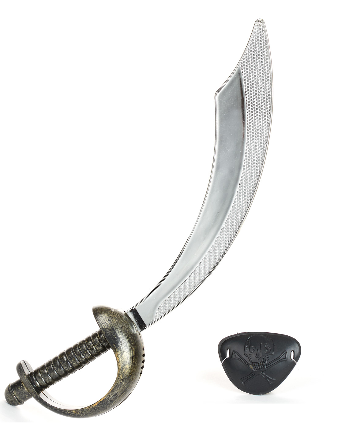 Pirat Kostüm-Set Augenklappe und Säbel schwarz-silber 46cm von KARNEVAL-MEGASTORE