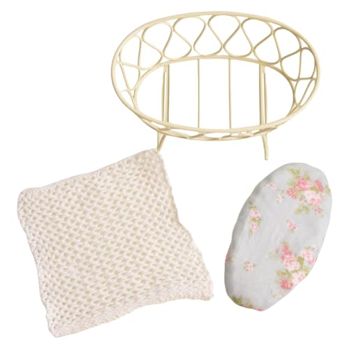 1/12 Skala Miniaturpuppenhouses Baby Crib Bett Mit Kissen Und Für Kinder Rollenspiele Und Einfallsreicher Spaß von JUNNASALIKER