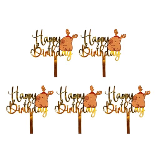 5pcs Acryltierkuchen Cartoon Geburtstagsfeier Dekoration Cupcakes Ornament Für Kinder Erwachsene Party von JUNNASALIKER