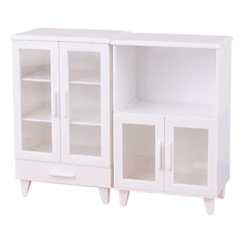 Dollhouses Accessoires Weiße Schränke Miniatur Küchenregale 1/12 Skala Realistic Display Möbelmodell von JUNNASALIKER