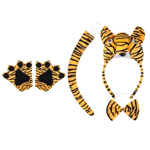 JUNNASALIKER 1/3/4/5 Tigre Ohren Stirnband Bowtie Tail Face Sticker Animal Tigre Kostümzubehör Set Halloween Cosplay Kostüm JUNNASALIKER 1/3/4/5 Tigre Ohren Stirnband Bowtie Tail Face Sticker Animal Tigre Kostümzubehör Set Halloween Cosplay Kostüm von JUNNASALIKER