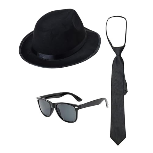JUNNASALIKER 1920er Herren Kostümzubehör Brüllen Kostüme Outfit Mit 20S Gangsters Hals Krawatte Und Sonnenbrille Mobster Kostüme von JUNNASALIKER