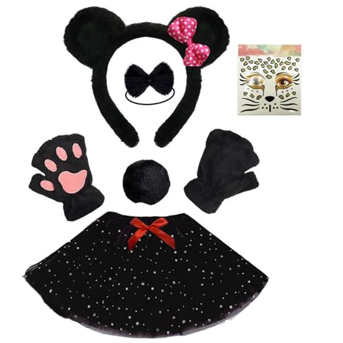 JUNNASALIKER 4/6 Tierpanda Kostüme Accessoires Panda Ohren Stirnband Schwanzbögen Gesicht Aufkleber Für Kinder Halloween Cosplay Party Requisiten JUNNASALIKER 4/6 Tierpanda Kostüme Accessoires Panda Ohren Stirnband Schwanzbögen Gesicht Aufkleber Für Kinder Halloween Cosplay Party Requisiten von JUNNASALIKER