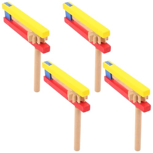 JUNNASALIKER 4pcs Holz Musical Sound Instrument Sensorisches Auditorisches Percussion Castanets Spielzeug Für Kinder Musikentwicklung Handaugenfähigkeiten von JUNNASALIKER